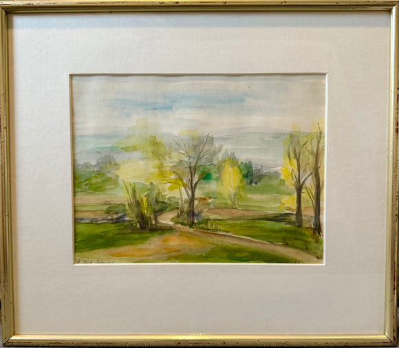 Watercolor of meadow with trees (1)