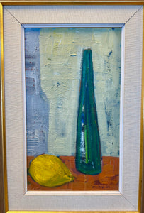 Original Oil, Green Vase with Lemon