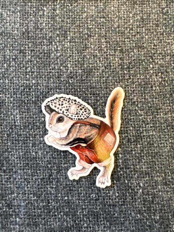 Squirrel in Overalls Sticker