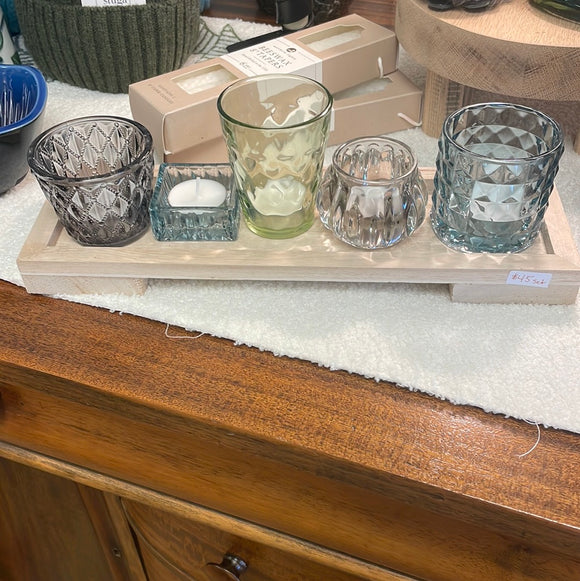 Glass Tealight Holder Set