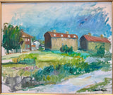 Original Oil Painting, Barns with Red Roofs