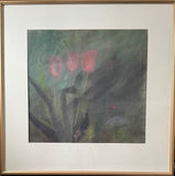 Signed Watercolor, pink Tulips