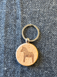 Swedish Horse Wood Keychain