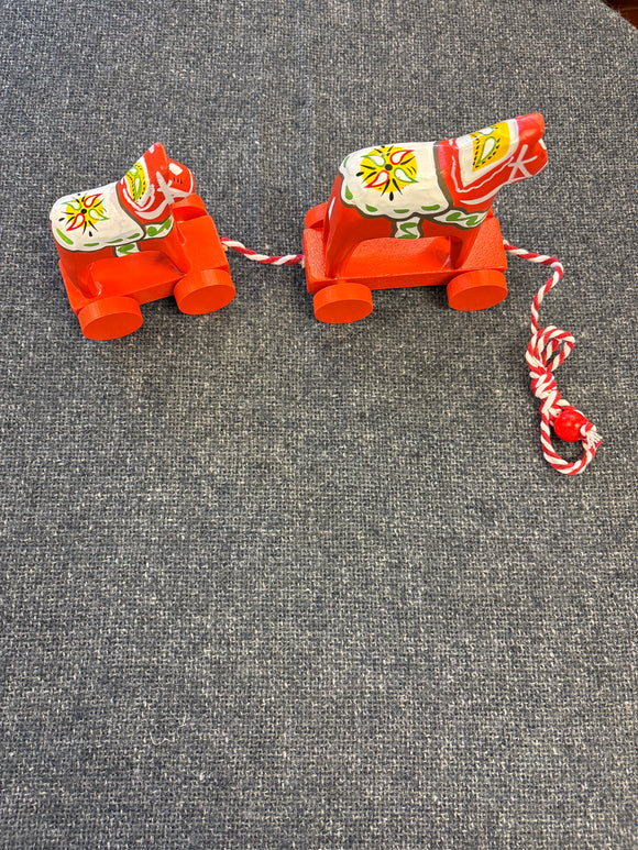 Swedish Dala Horse Double Pull Toy