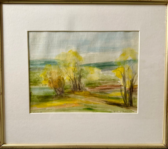 Watercolor of meadow with trees (2)