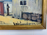 Mid Century Eric Lundgren Swedish Street Scene Oil Painting
