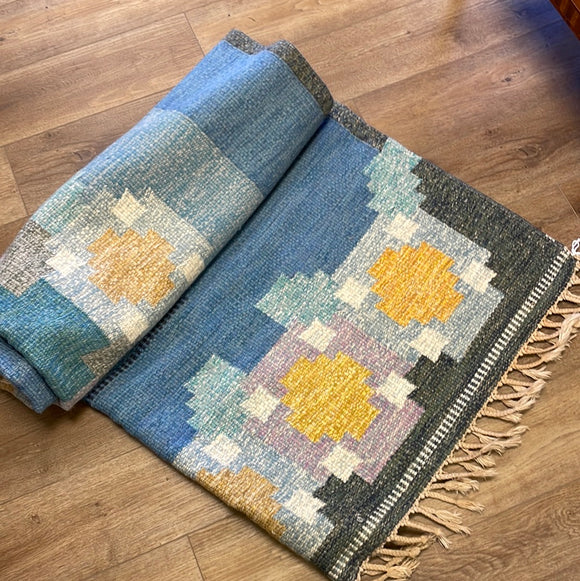 Swedish Hand Woven Rug by Highly Regarded Ingegerd Silow