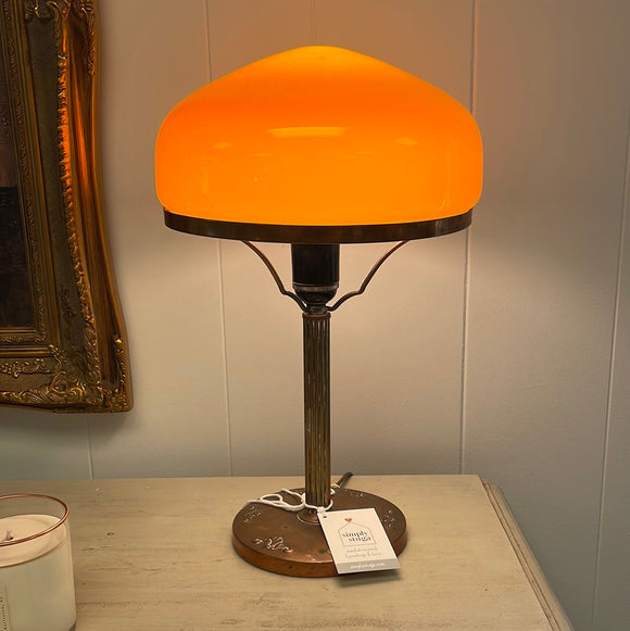 Swedish Copper Lamp with Glass Shade